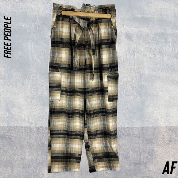 FREE PEOPLE KYE PLAID WOOL HIGH RISE PANTS TROUSERS NEW SIZE 8 - Picture 3 of 7